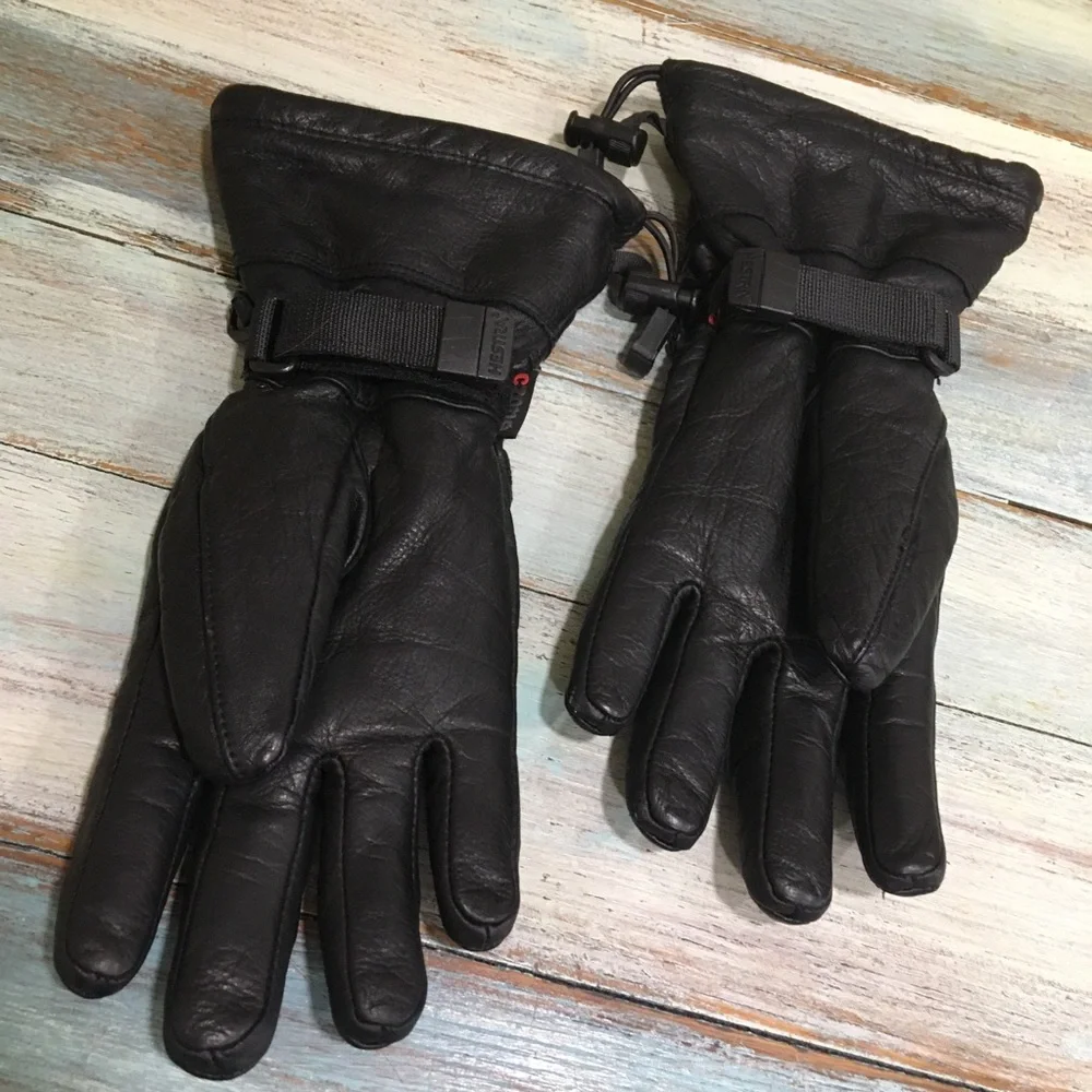 Hestra Black Cowhide Leather SZ 6 Ski Snowboarding Gloves
